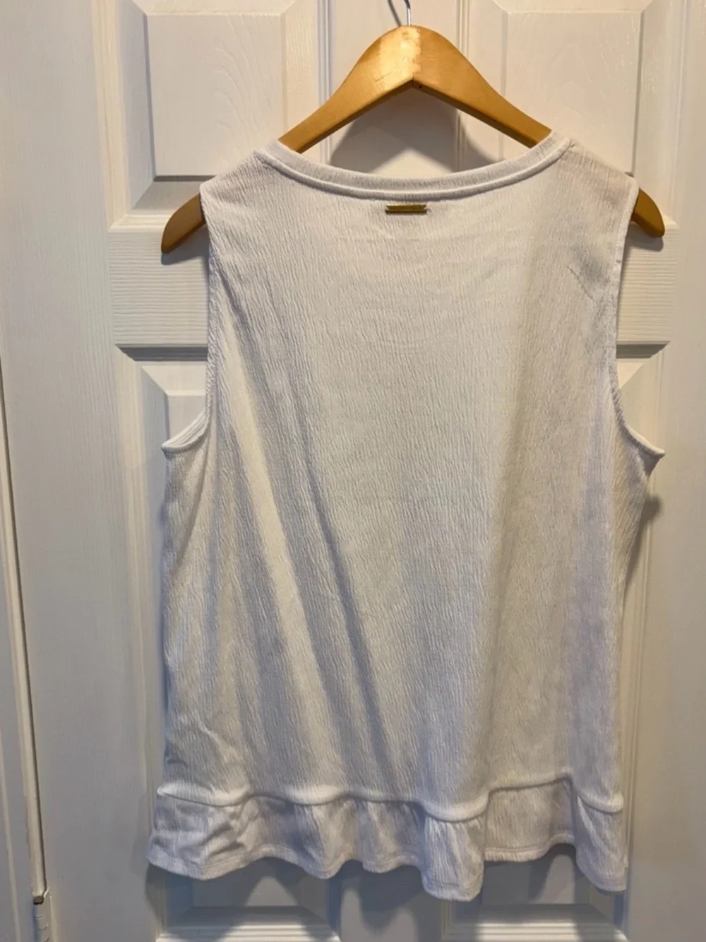 Michael Kors White Sleeveless Ruffle-Hem Tank